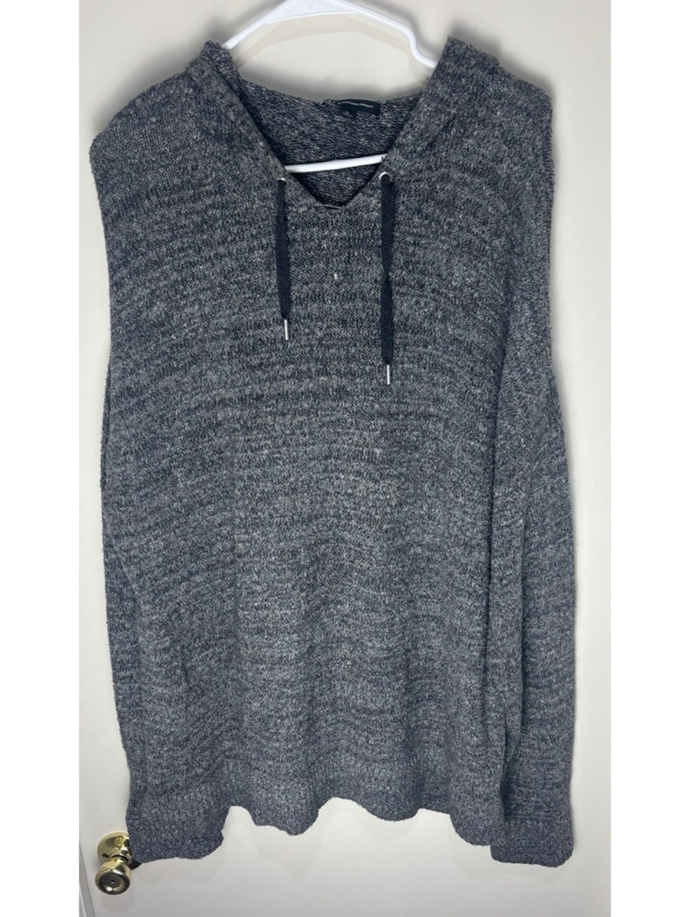INC International Concepts XL Gray Hooded Sweater Marled Knit Asymmetrical Hem